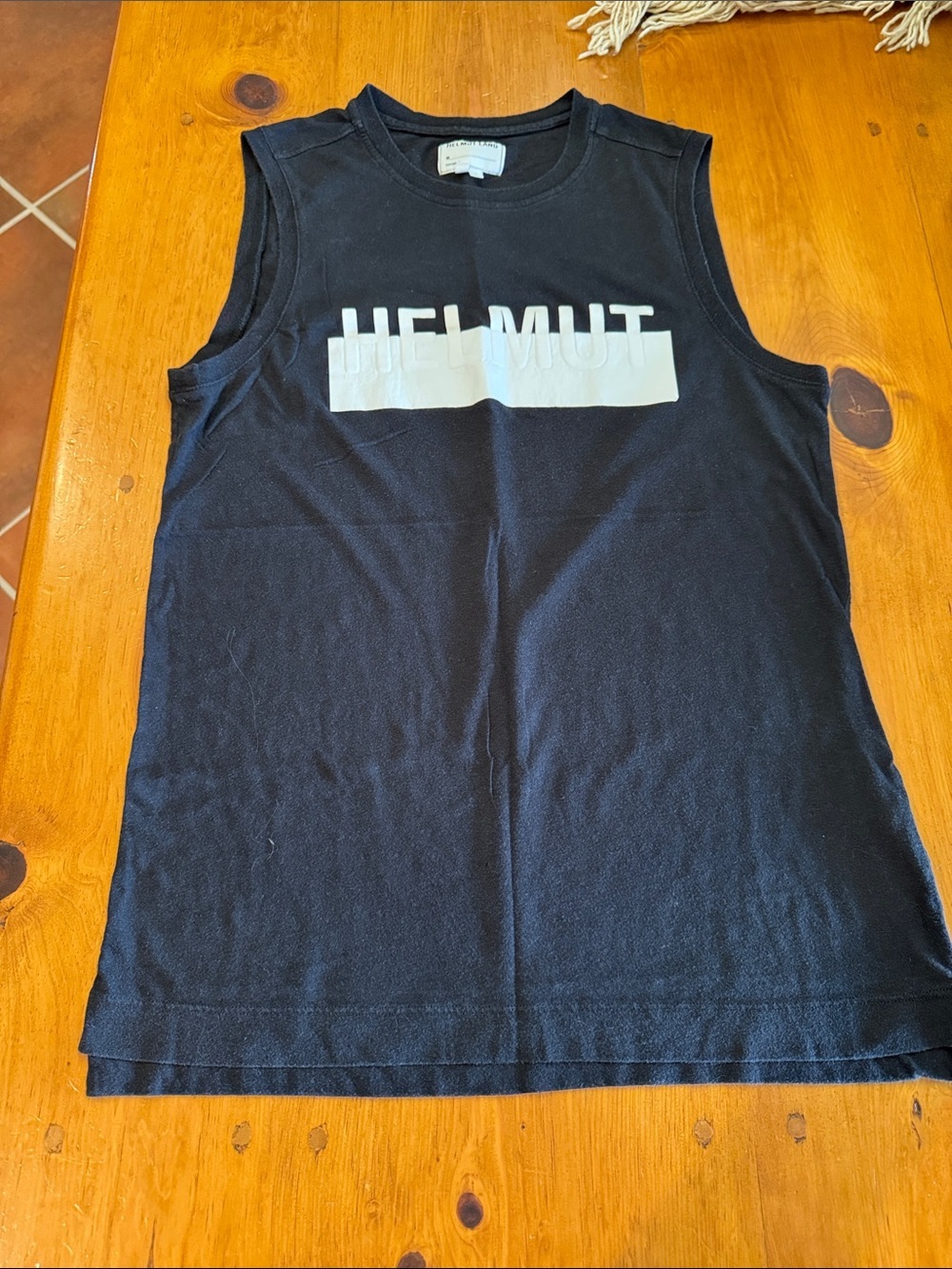 Helmut Lang Black Tank with White Logo - Picture 6 of 12